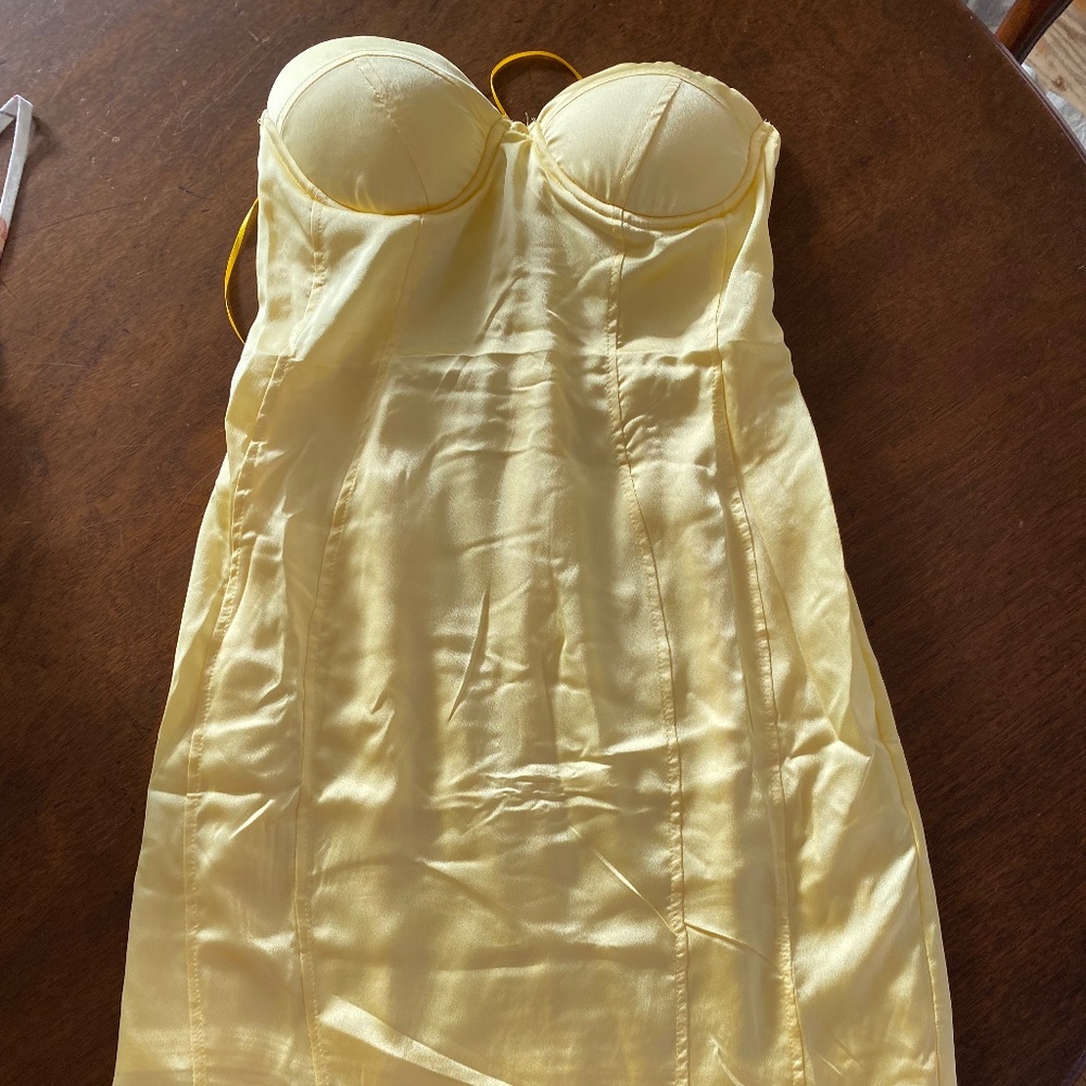 princess polly yellow mini dress - size 8
